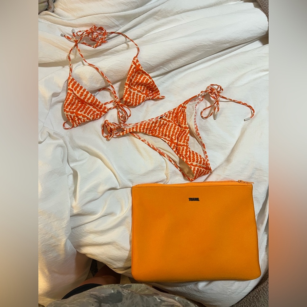 Orange and White Striped Bikini